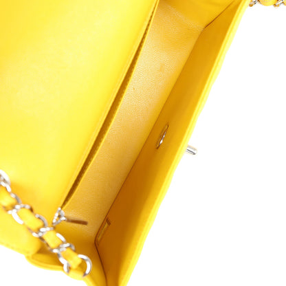 Chanel Mini Rectangular Flap Yellow Chevron Caviar Silver Hardware