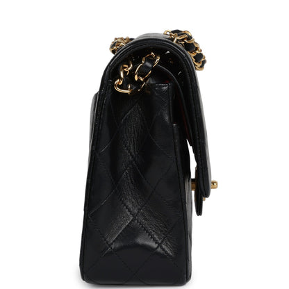 Vintage Chanel Medium Classic Double Flap Black Lambskin Gold Hardware