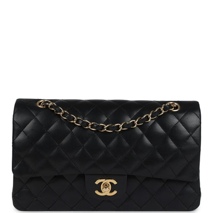 Chanel Medium Classic Double Flap Bag Black Lambskin Gold Hardware