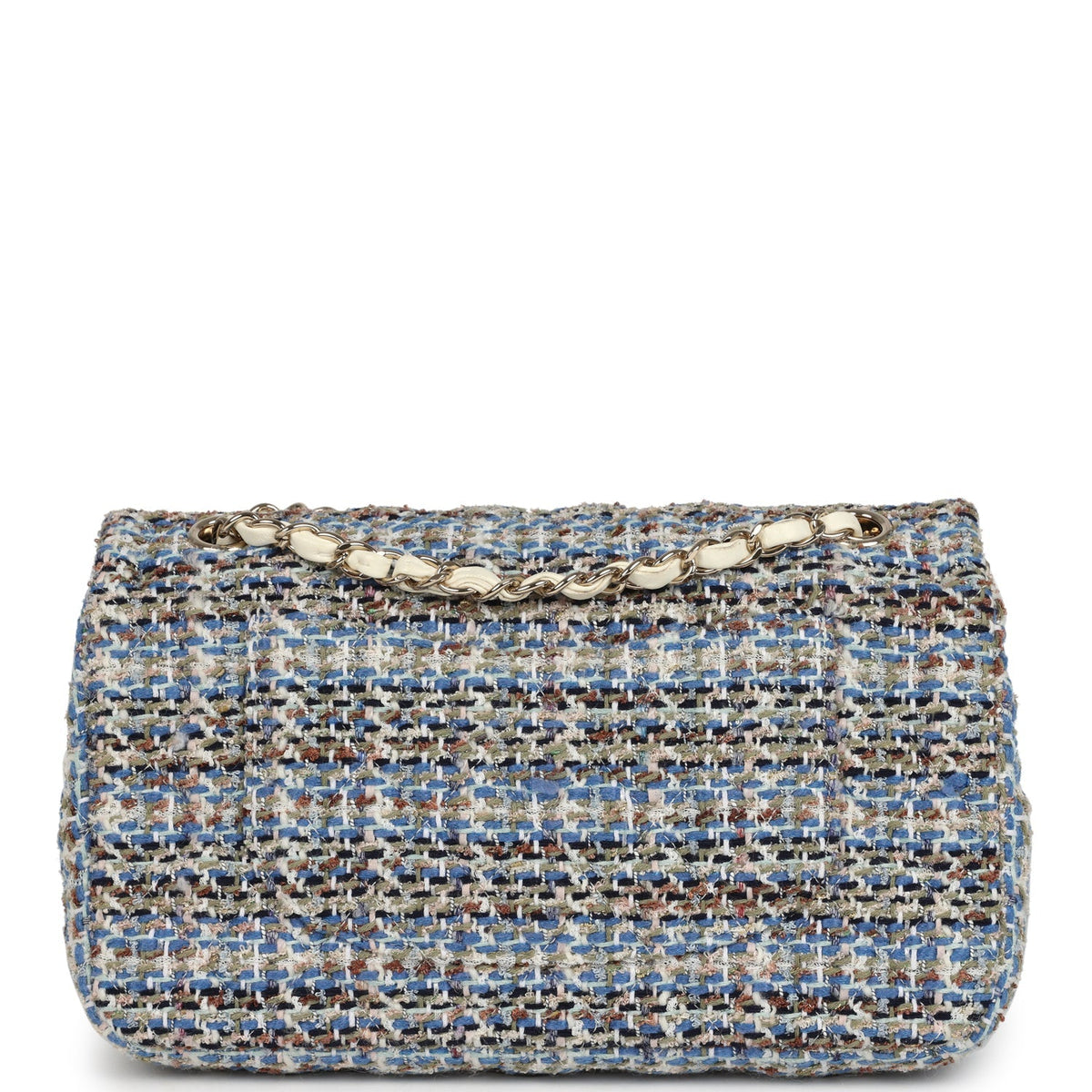 Chanel Medium Classic Double Flap Bag Multicolor Tweed Light Gold Hardware