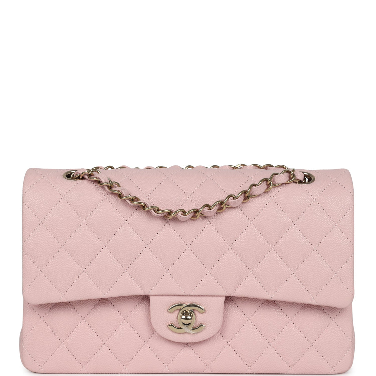 Chanel Medium Classic Double Flap Light Pink Caviar Light Gold Hardware