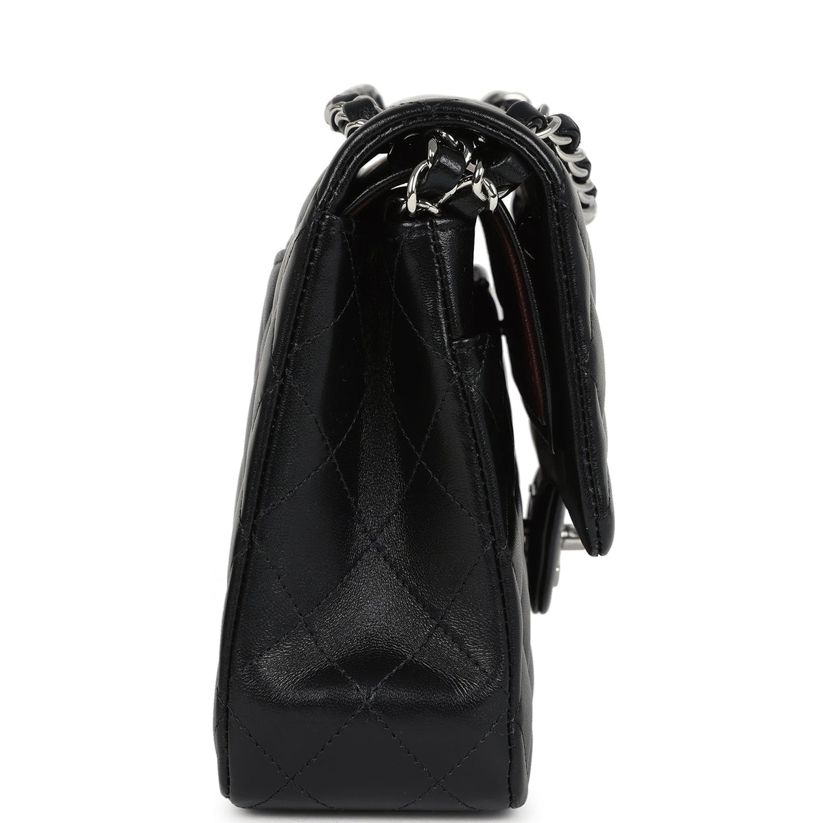 Chanel Medium Classic Double Flap Bag Black Lambskin Silver Hardware