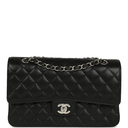 Chanel Medium Classic Double Flap Black Caviar Silver Hardware