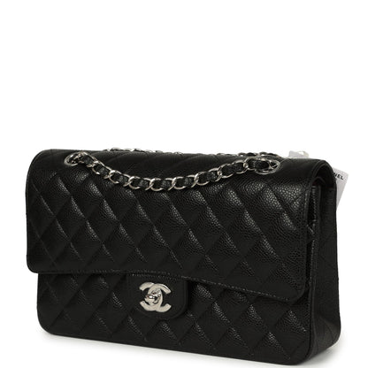 Chanel Medium Classic Double Flap Black Caviar Silver Hardware