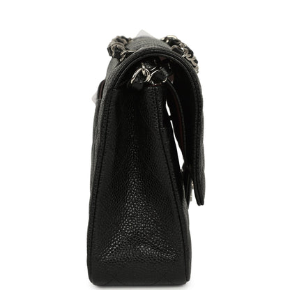 Chanel Medium Classic Double Flap Black Caviar Silver Hardware