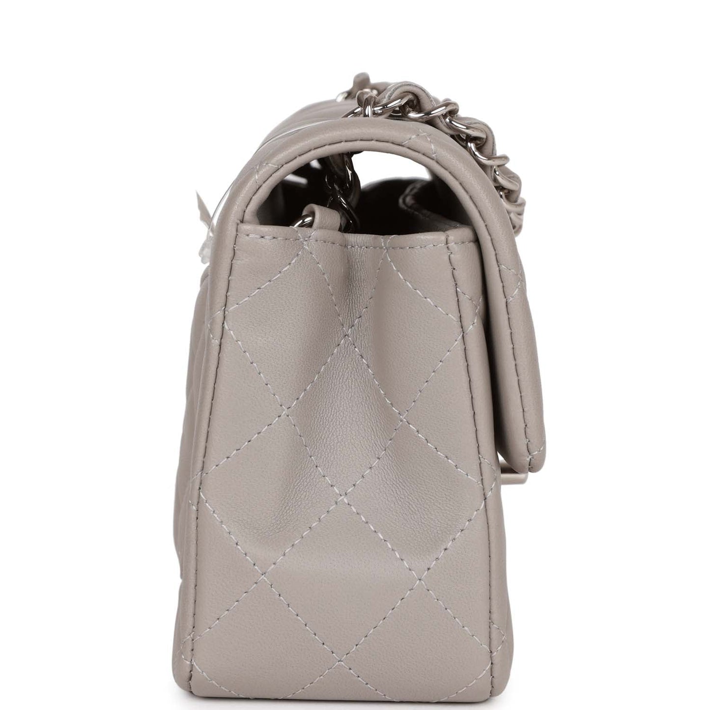 Chanel Mini Rectangular Flap Grey Lambskin Silver Hardware