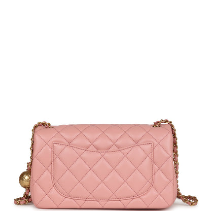 Chanel Pearl Crush Mini Rectangular Flap Dark Pink Lambskin Brushed Gold Hardware