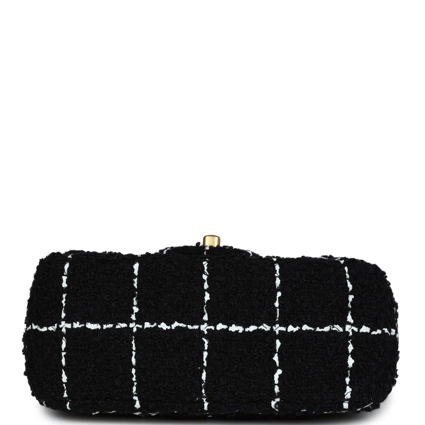 Chanel Pearl Crush Mini Square Flap Bag White and Black Tweed Antique Gold Hardware
