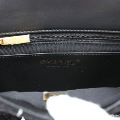 Chanel Pearl Crush Mini Square Flap Bag White and Black Tweed Antique Gold Hardware
