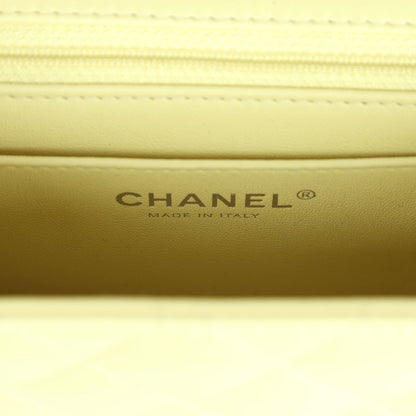 Chanel Mini Square Flap Bag Yellow Lambskin Silver Hardware