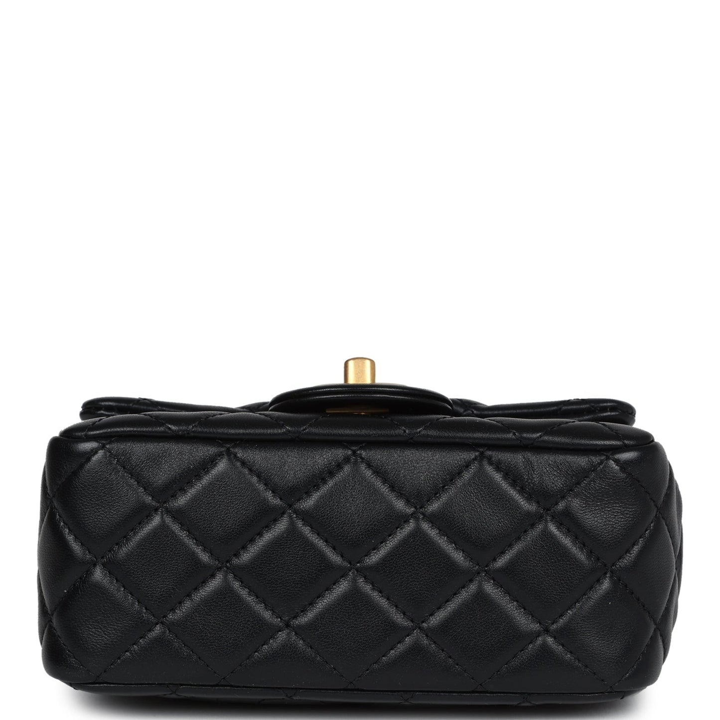 Chanel Mini Square Pearl Crush Flap Bag Black Lambskin Anitque Gold Hardware