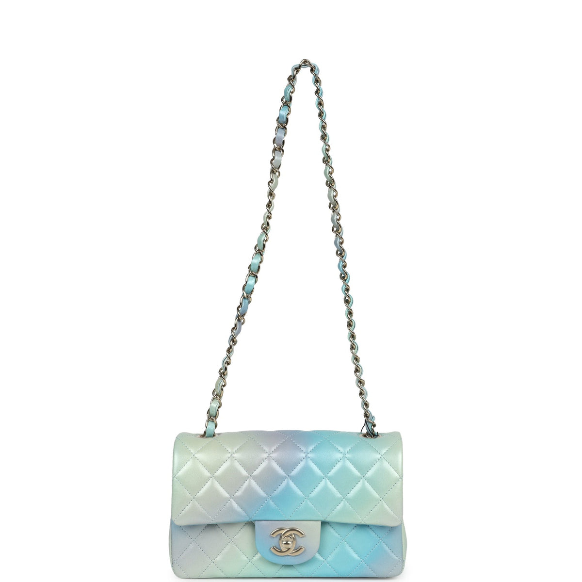 Chanel Mini Rectangular Flap Bag Iridescent Ombre Lambskin Light Gold Hardware