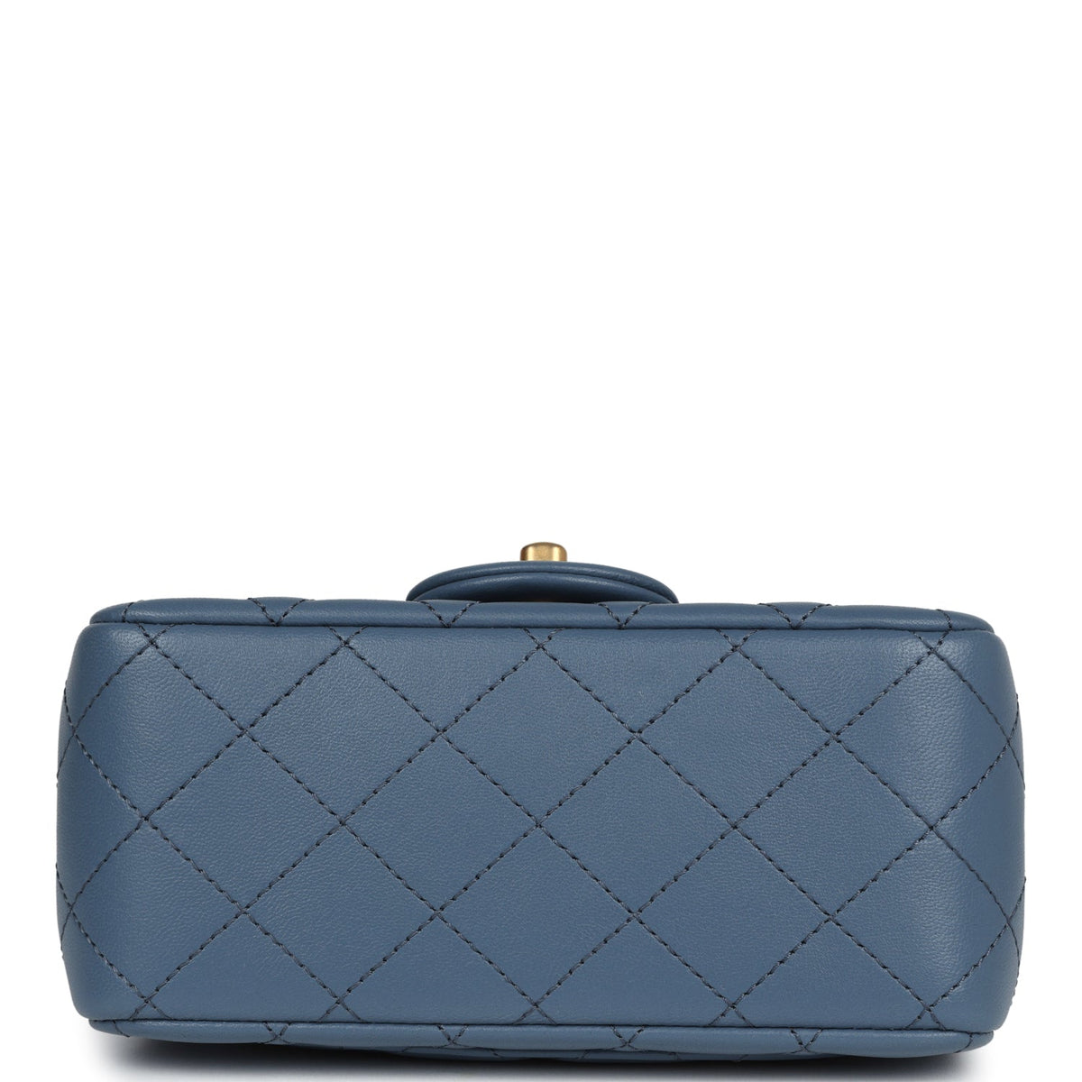 Chanel Mini Square Pearl Crush Flap Blue Lambskin Antique Gold Hardware