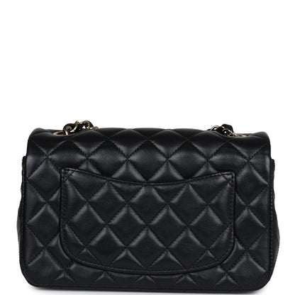 Chanel Mini Rectangular Flap Black Lambskin Light Gold Hardware