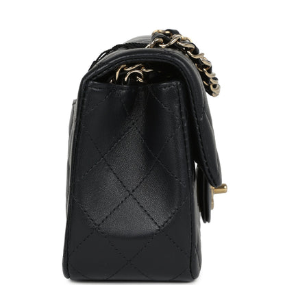 Chanel Mini Classic Rectangular Flap Bag Black Lambskin Light Gold Hardware