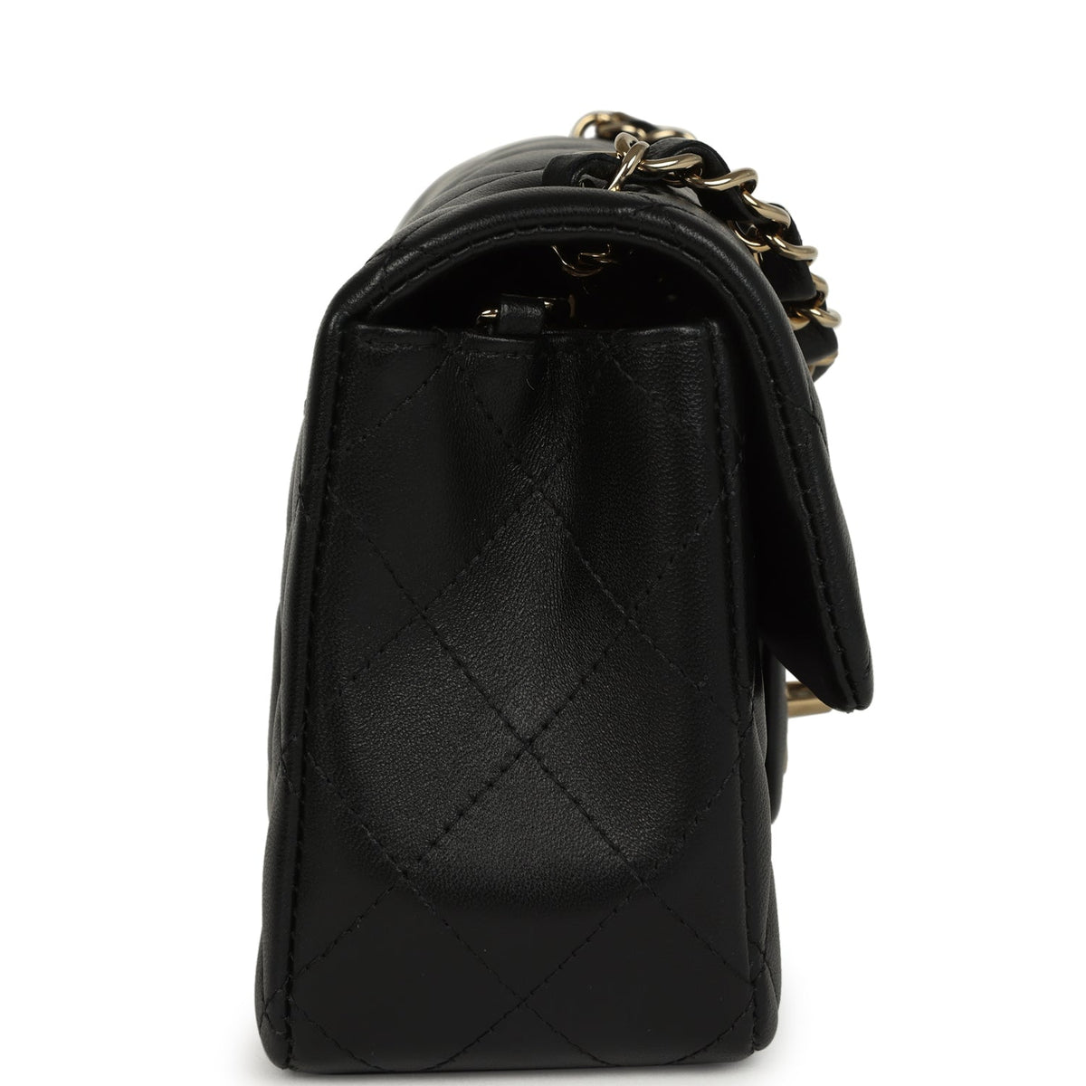Chanel Mini Classic Rectangular Flap Bag Black Lambskin Light Gold Hardware