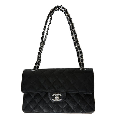 Chanel Small Classic Double Flap Black Caviar Silver Hardware