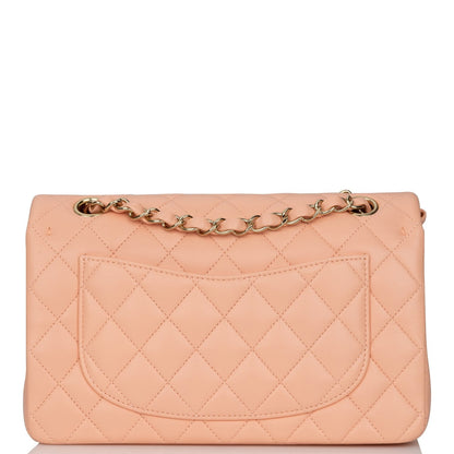 Chanel Small Classic Double Flap Peach Lambskin Light Gold Hardware