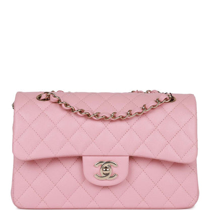 Chanel Small Classic Double Flap Bag Pink Caviar Light Gold Hardware