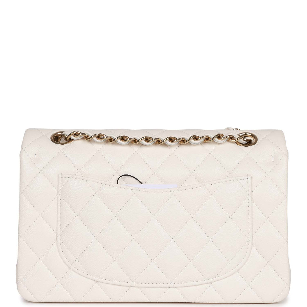 Chanel Small Classic Double Flap Bag White Caviar Light Gold Hardware