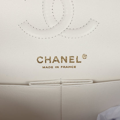 Chanel Small Classic Double Flap White Caviar Light Gold Hardware