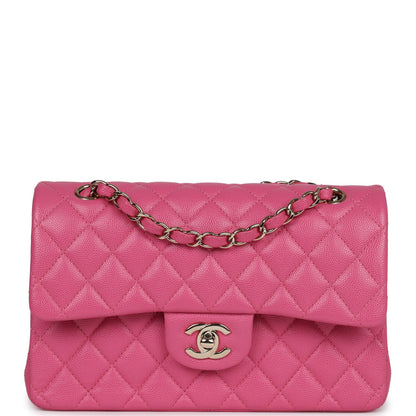 Chanel Small Classic Double Flap Dark Pink Caviar Light Gold Hardware