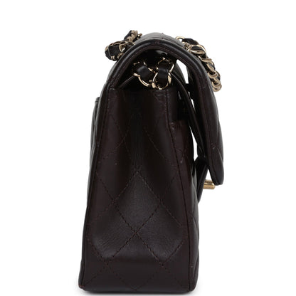 Chanel Small Classic Double Flap Bag Brown Lambskin Light Gold Hardware