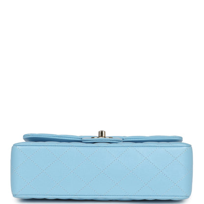 Chanel Small Classic Double Flap Bag Light Blue Caviar Light Gold Hardware