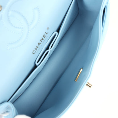 Chanel Small Classic Double Flap Bag Light Blue Caviar Light Gold Hardware