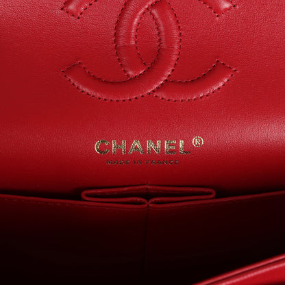 Chanel Small Classic Double Flap Red Caviar Light Gold Hardware