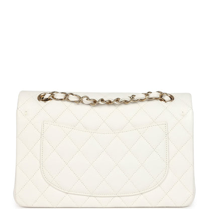 Chanel Small Classic Double Flap White Caviar Light Gold Hardware