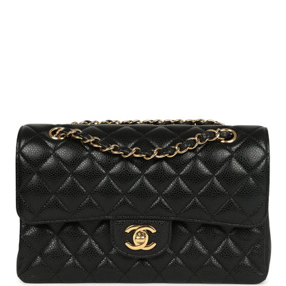 Chanel Small Classic Double Flap Bag Black Caviar Gold Hardware