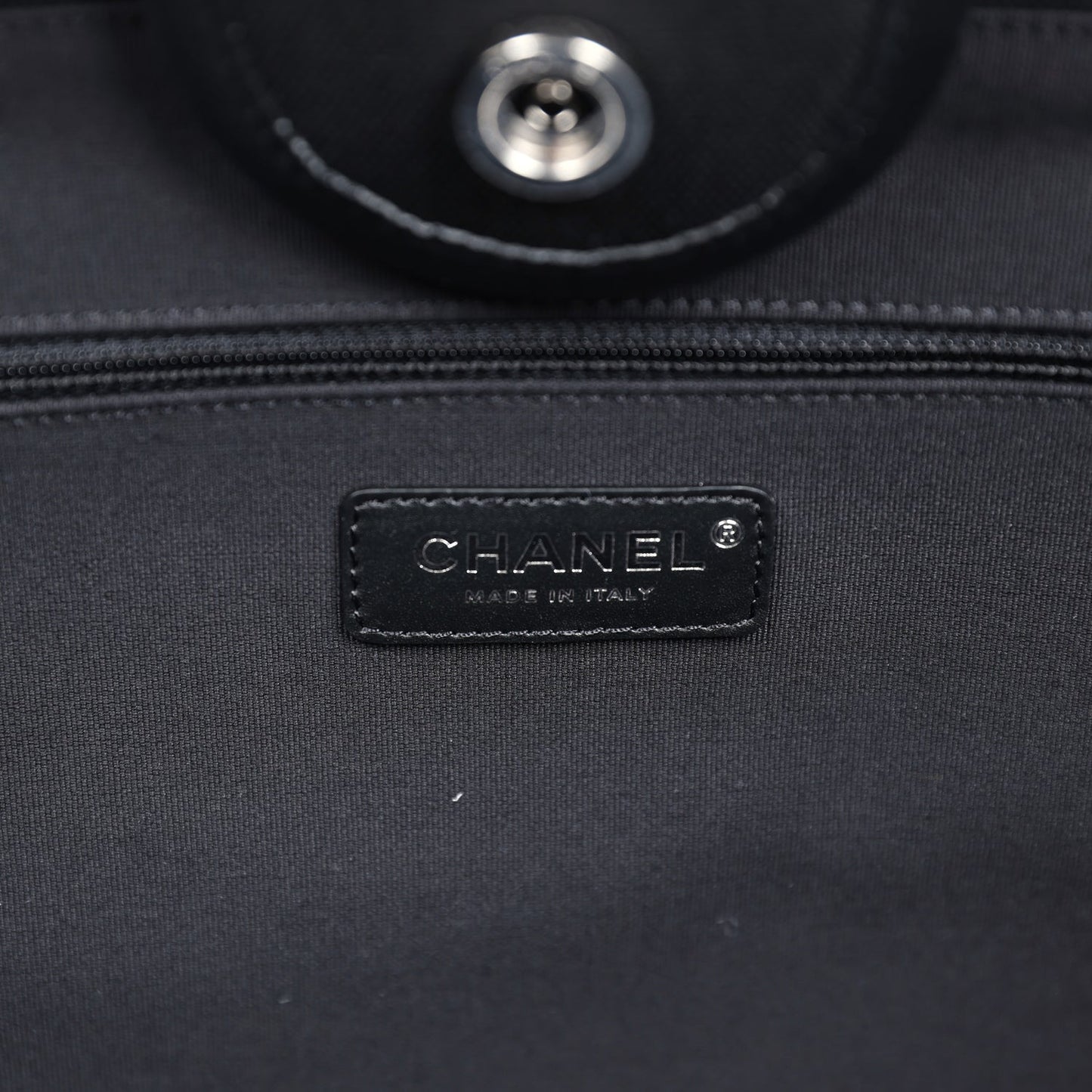 Chanel Large Deauville Shopping Tote Black and White Striped Canvas Silver Hardware