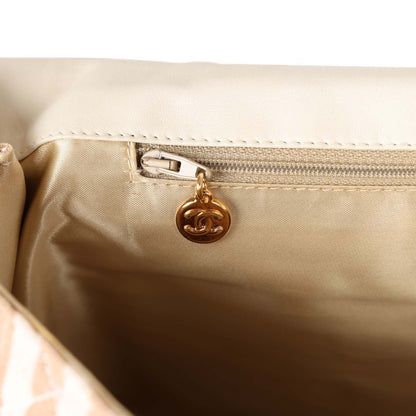 Vintage Chanel XXL Travel Flap Bag Striped Linen Gold Hardware