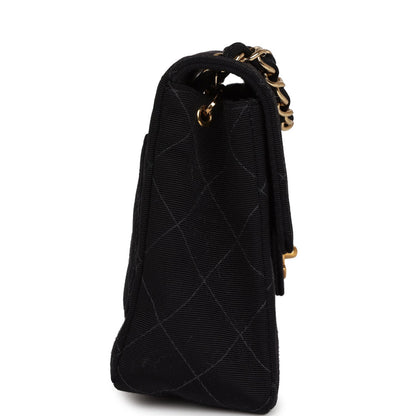 Vintage Chanel Mini Square Flap Bag Black Canvas Gold Hardware