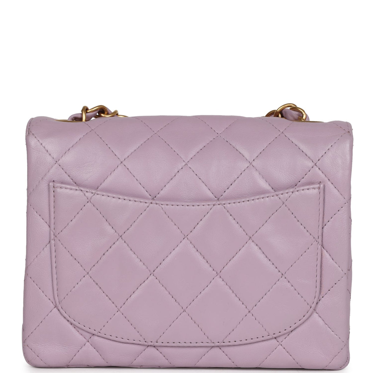 Vintage Chanel Mini Square Flap Bag Light Purple Lambskin Matte Gold Hardware