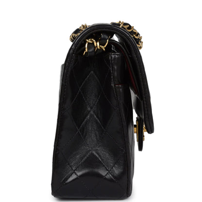 Vintage Chanel Medium Classic Double Flap Black Lambskin Gold Hardware