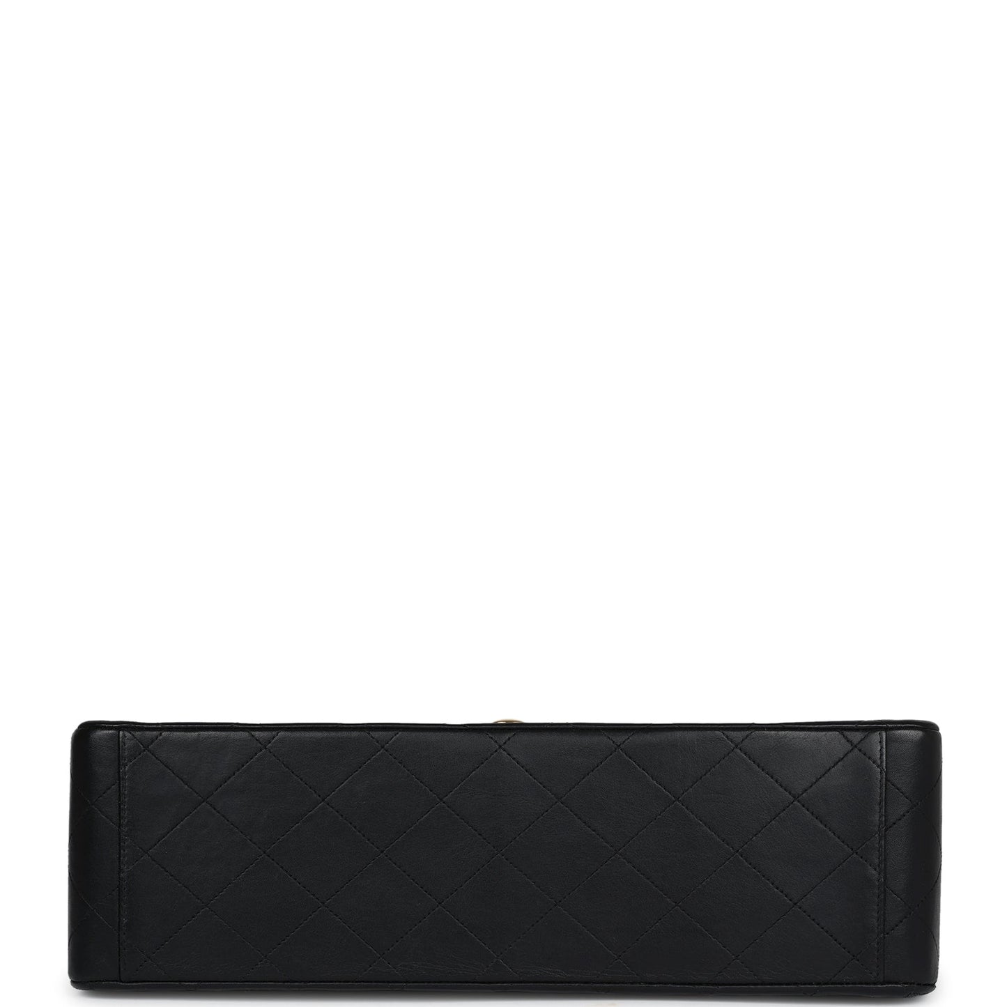 Vintage Chanel Maxi Single Flap Bag Black Lambskin Gold Hardware