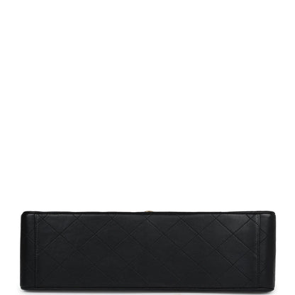Vintage Chanel Maxi Single Flap Bag Black Lambskin Gold Hardware