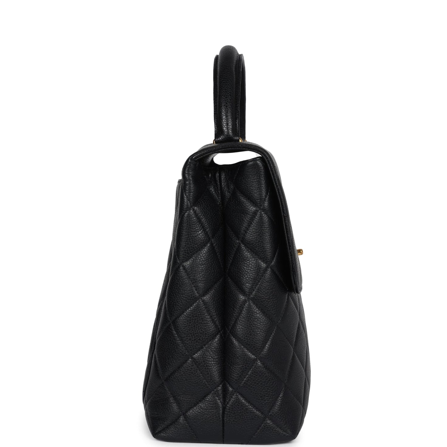 Vintage Chanel Kelly Flap Bag Black Caviar Gold Hardware