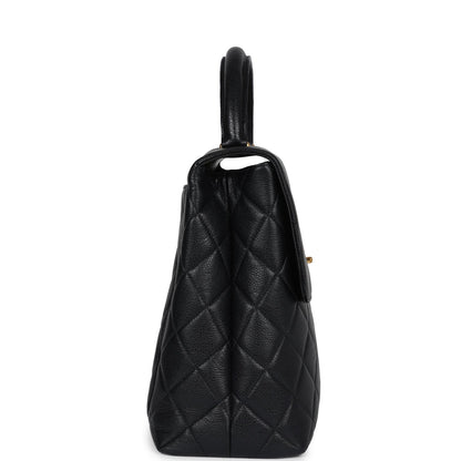 Vintage Chanel Kelly Flap Bag Black Caviar Gold Hardware