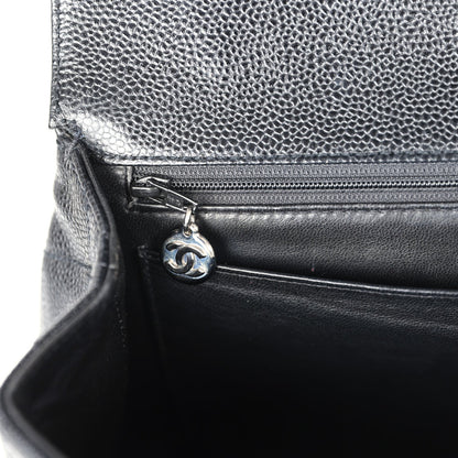 Vintage Chanel Kelly Flap Bag Black Caviar Silver Hardware