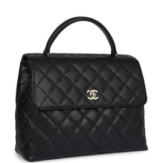 Vintage Chanel Kelly Flap Bag Black Caviar Gold Hardware