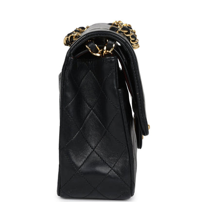 Vintage Chanel Medium Classic Double Flap Bag Black Lambskin Gold Hardware