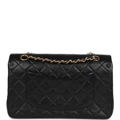 Vintage Chanel Medium Classic Double Flap Bag Black Lambskin Gold Hardware