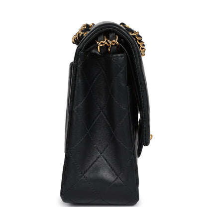 Vintage Chanel Medium Classic Double Flap Bag Black Lambskin Gold Hardware