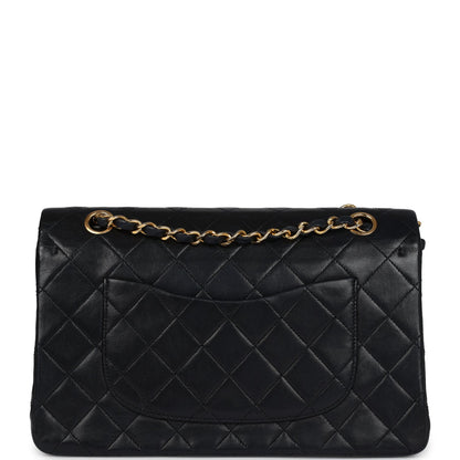Vintage Chanel Medium Classic Double Flap Bag Black Lambskin Gold Hardware