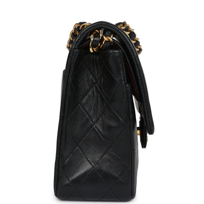 Vintage Chanel Medium Classic Double Flap Bag Black Lambskin Gold Hardware