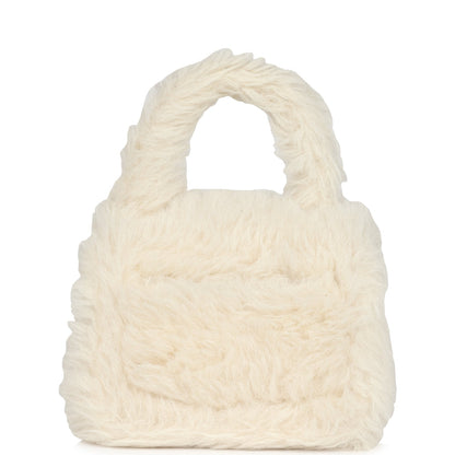 Vintage Chanel Micro Kelly Child White Rabbit Fur Gold Hardware