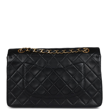Vintage Chanel Medium Classic Double Flap Bag Black Lambskin Gold Hardware
